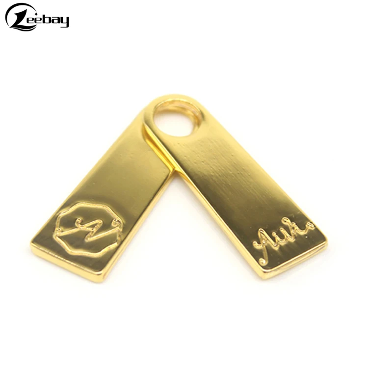 Metal hardware brand logo wallet zipper puller custom clothing zip slider puller
