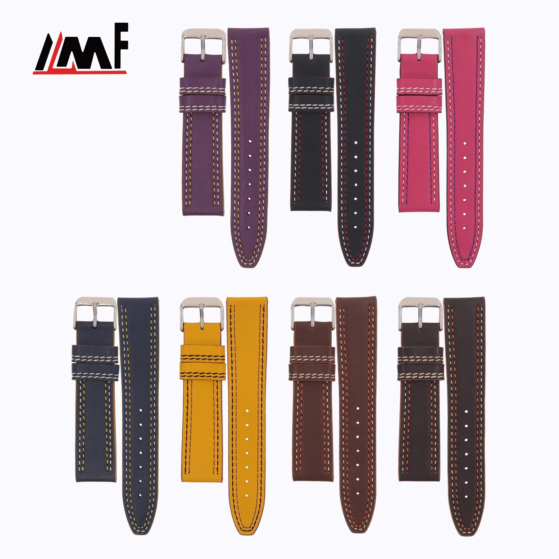 Top Grade Glamourous cut edge Nappa Leather multi color 14mm 16mm 18mm 20mm 21mm Soft Watch Strap  Jewelry for Ladies