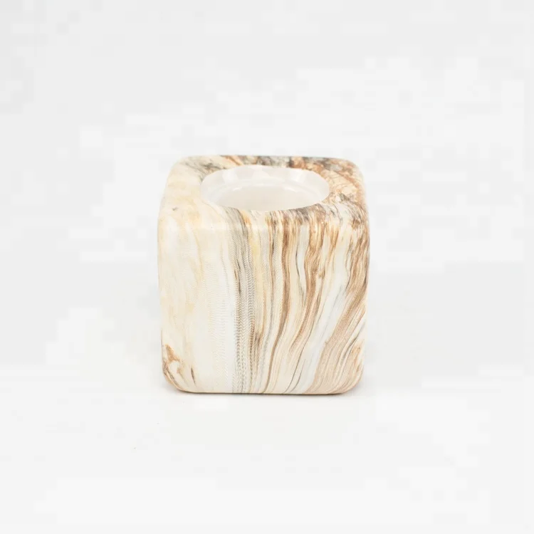 
Optional pattern printing christmas decor square marble porcelain tealight candle holder 