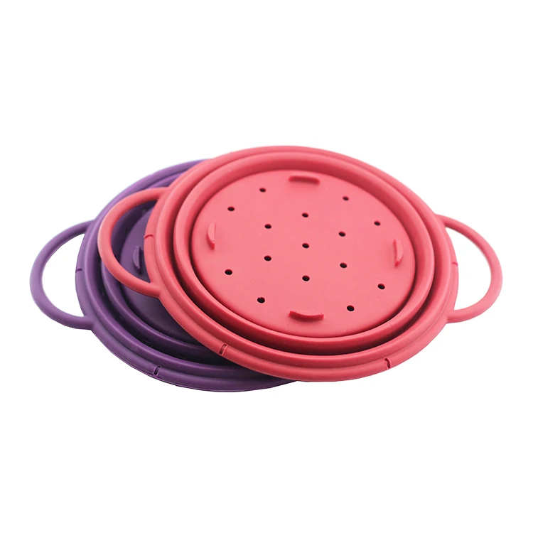 Heat Resistant Foldable Silicone Colander Folding Silicone Strainer Eco-friendly High Quality Houseware Collapsible
