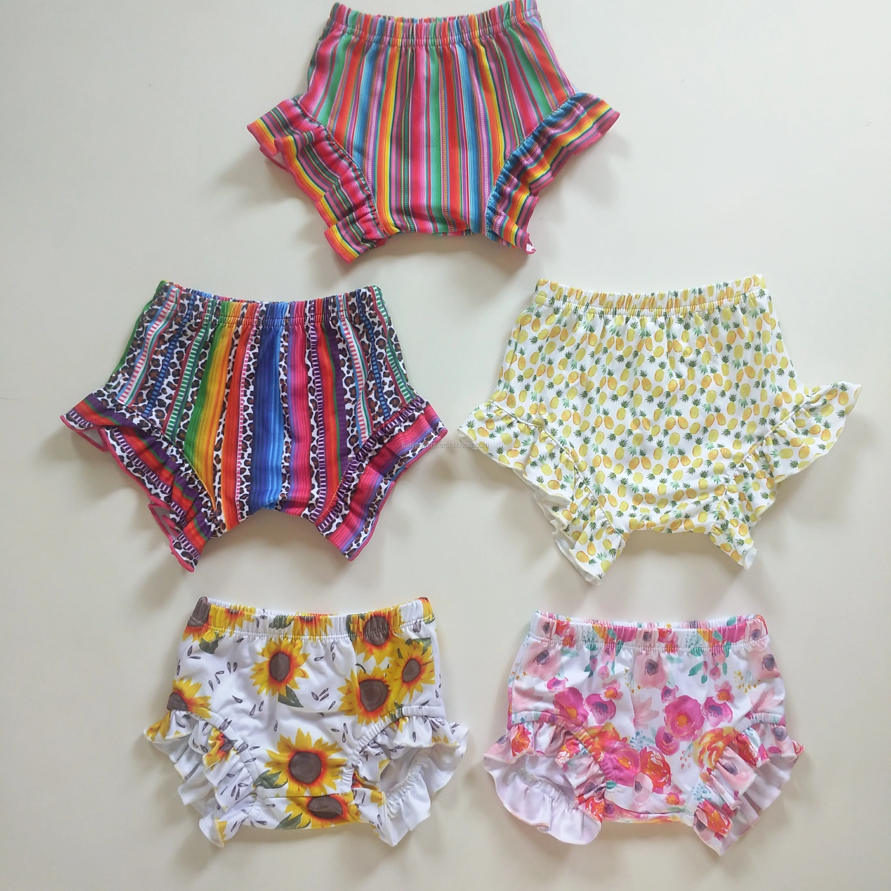 OEM Wholesale Multiple Colors Shorts Baby Ruffle Bummies Girls Clothing Set