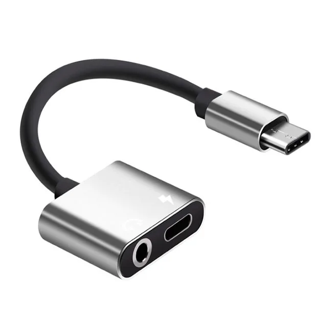 Colored Mental Casing 3.5mm Type c Splitter Charger Adpater USB C to Headphone Jack