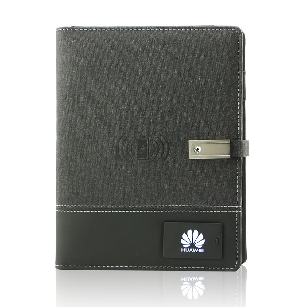 A4 A5 A6  pu powerbank notebook wholesale notebooks with power bank  planner custom diary notebook printing journal gift sets