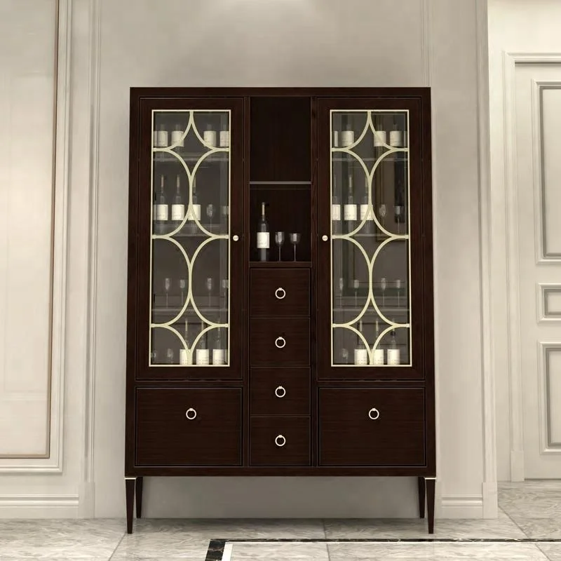 General Use Wine Glass Display cabinet Two door wine bar cabinet