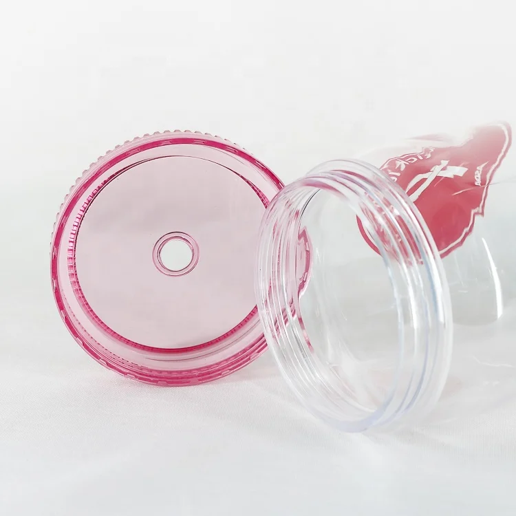 500ml plastic mason jar and juice bottle with lid and straw