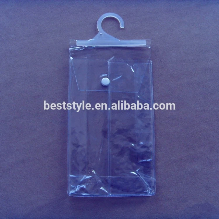 Small socks pvc soft plastic hanger hook snap bag