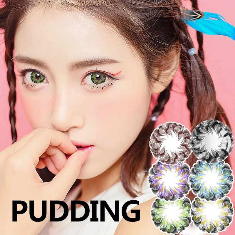 Небольшие цветные контактные линзы Yiwaeye, серия пудинга, косметика Solotica, мягкие цветные контактные линзы для глаз на год