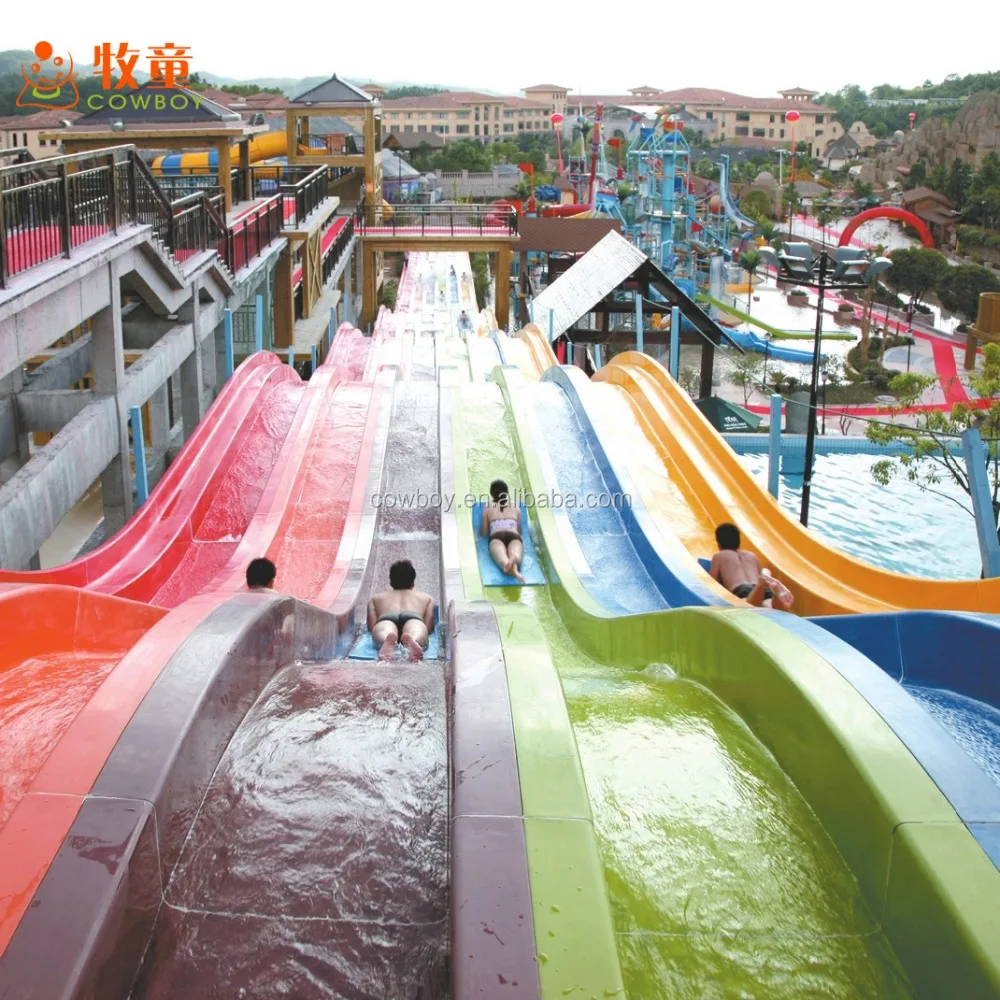 Cowboy extreme water park equipment rainbow water slide for adult