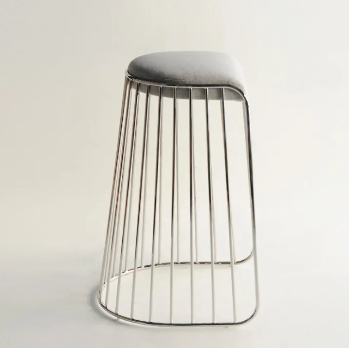 Роскошный латунный барный стул с вуалью для невесты для отдыха, Роскошная золотая металлическая обеденная рама из нержавеющей стали