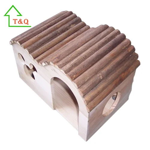 Wooden Pet Houses Small Animal Hut Bark Hamster Cages