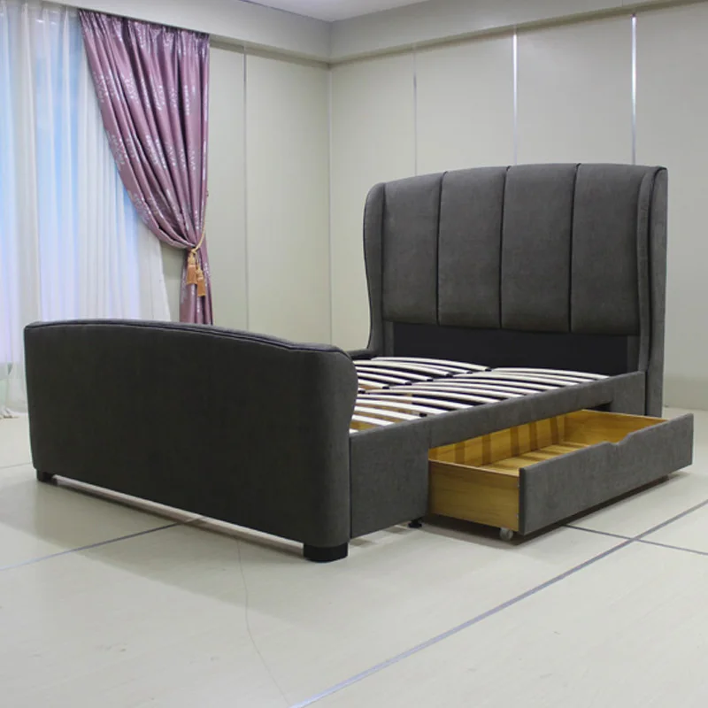 Hot sale bed room furniture leather bed with storage