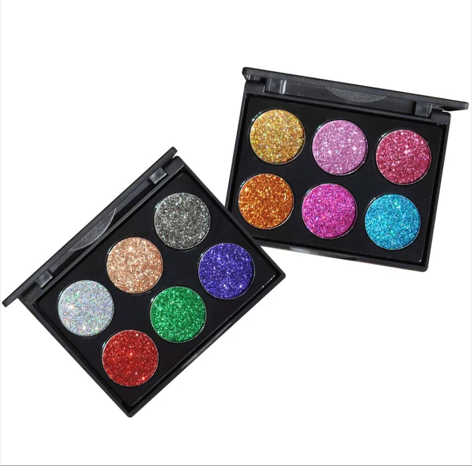 
New Fashion Cosmetics Makeup Glitter 6 colors Eyeshadow Palette Private Label 