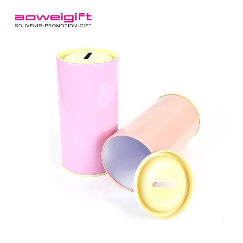 New style Coin Pots Multicolor Cylindrical tin piggy bank