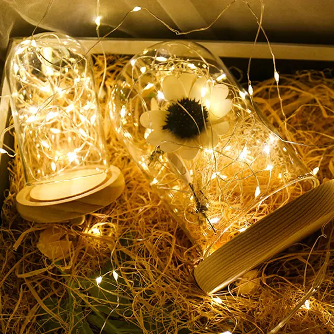 Custom made high quality CR2032 button battery operated mini copper wire LED fairy string lights