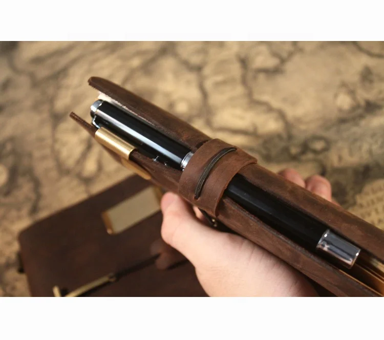 Fashion Gift Elastic Band Travel Vintage Real Leather Journal Diary Notebook