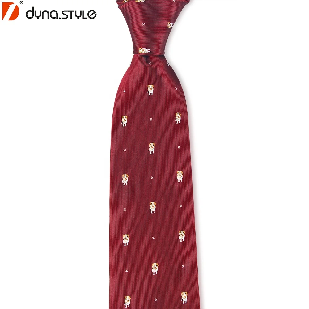Handmade Polka Dot Burgundy Man Tie Polyester Woven Logo Digital Printing