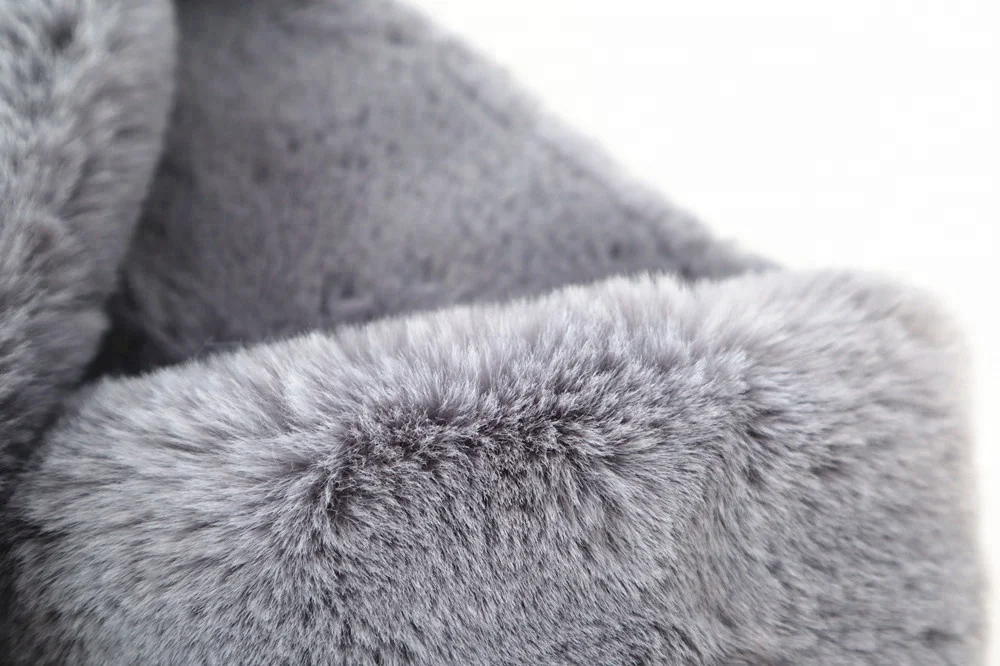 faux fur Wrap Women Kids with Fur Infinite Faux Fur Pom Pom trim collar furry neck warmer and scarf