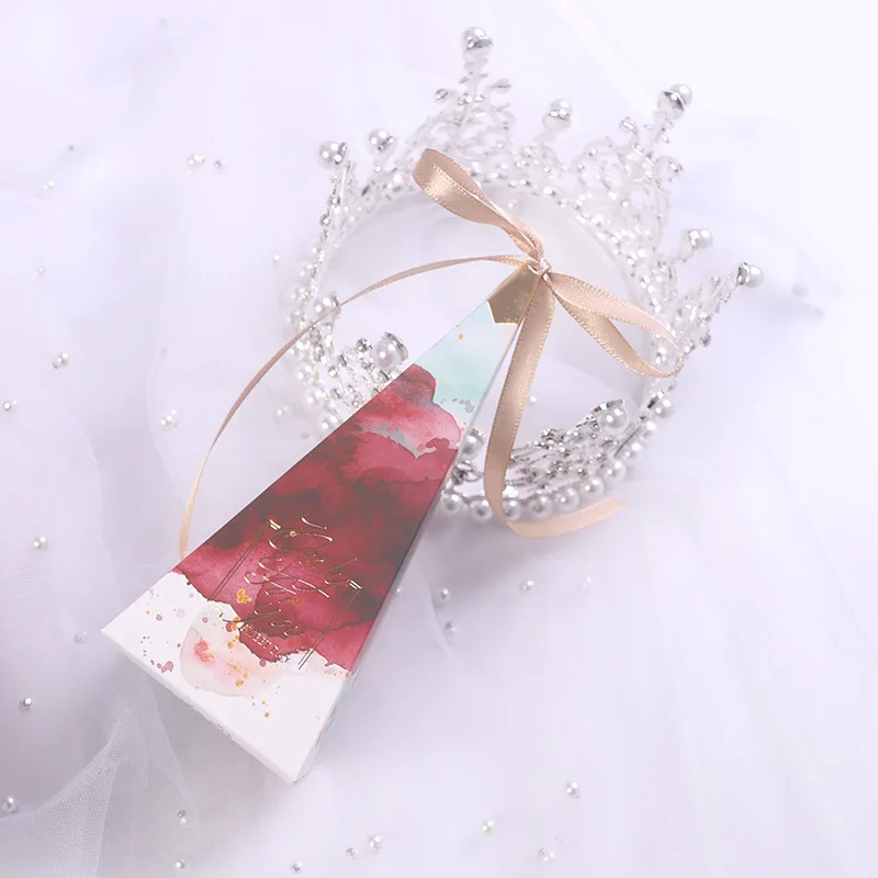 Triangular Pyramid Shape  Marble Paper Gift Boxes for Chocolate candy Packing