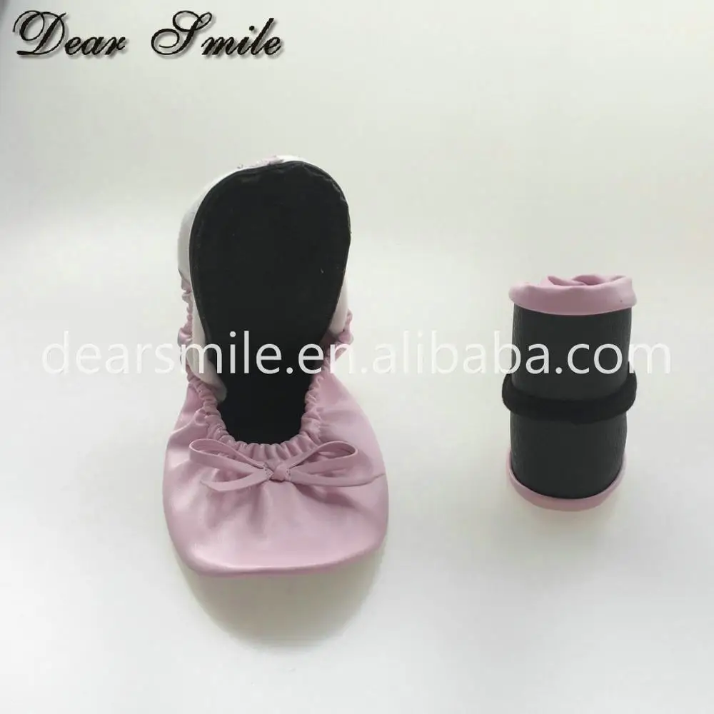 Hot Selling ladies pink flats foldable ballet shoes with bag for driving ,shopping and party dance 2023 free shipping