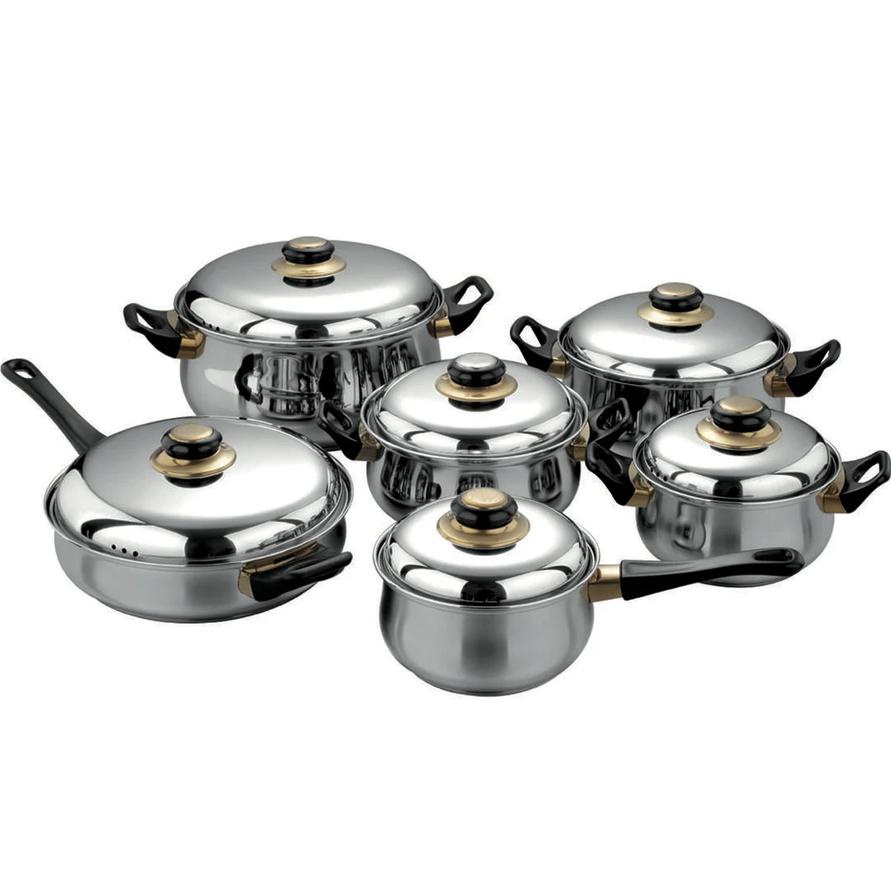 wholesale 12pcs stainless steel kitchen cooking pot cookware sets