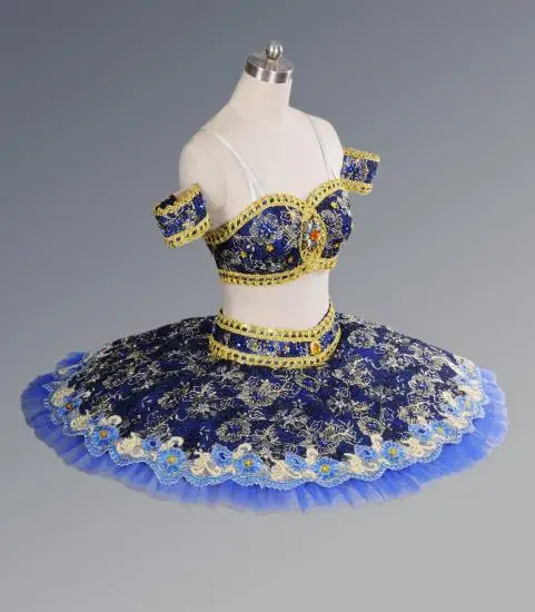 Professional Custom Size Sexy Women Dance Set Blue Performance Ballet Tutu Adult