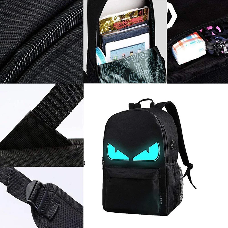 Lightweight luminous led light backpack flash bag laptop backpack with usb chargeing port