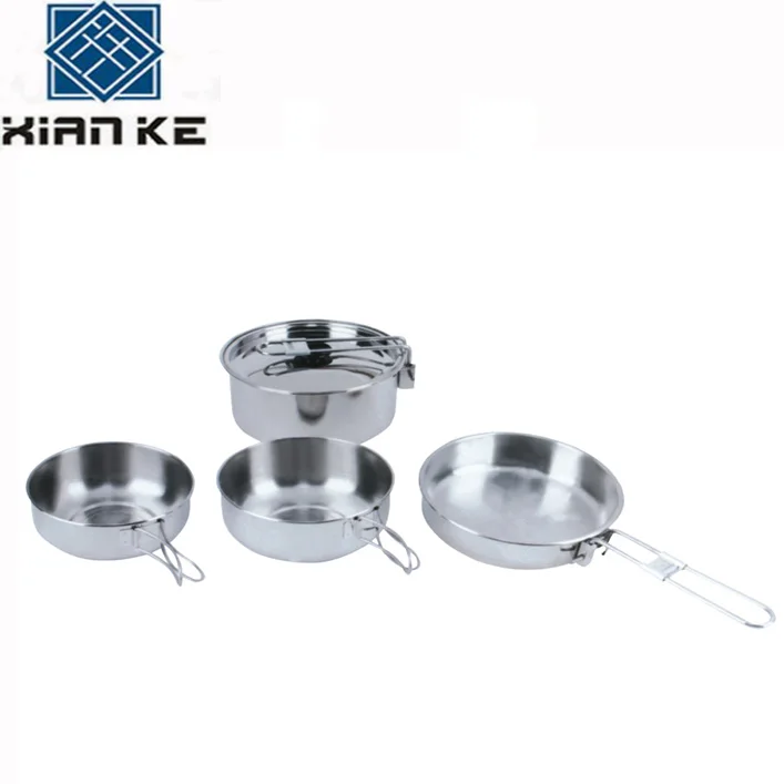 Hot Sale Stainless Steel outdoor cooking set cookware good pots and pans for camping