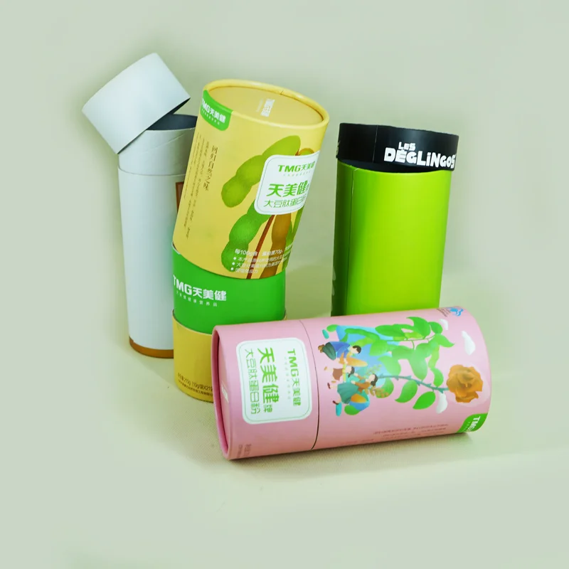 
Logo Printed Composite Paper Cans Recycled Paper Tube Food Packaging Protein Powder 