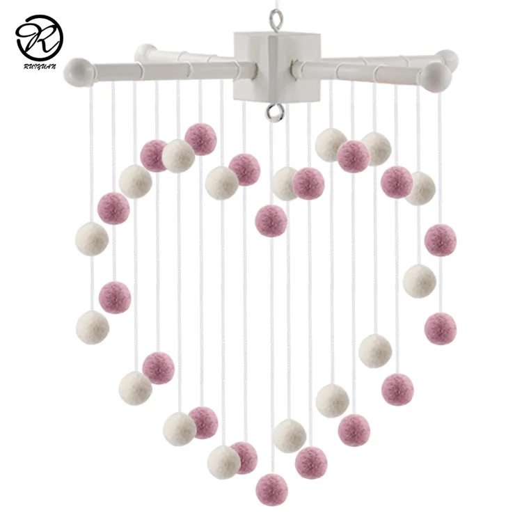 Войлочные игрушки, мобильная гирлянда, Декор, шерстяной войлочный шар, мобиль для детской кроватки, мобиль с красочными шариками