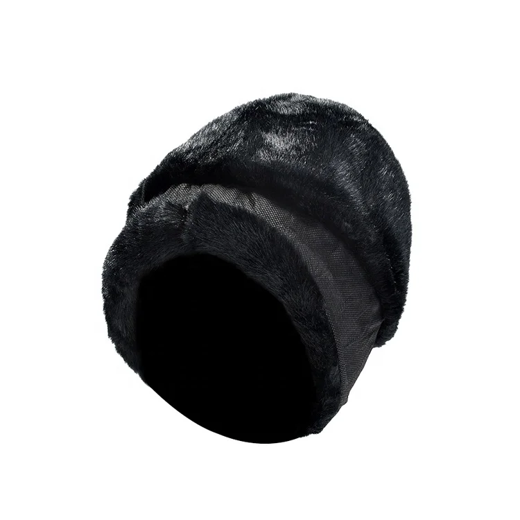 Custom Winter Warm Wool Skull Cap Rabbit Russian Style Fashion Cuffed Fur Winter Hat Beanie