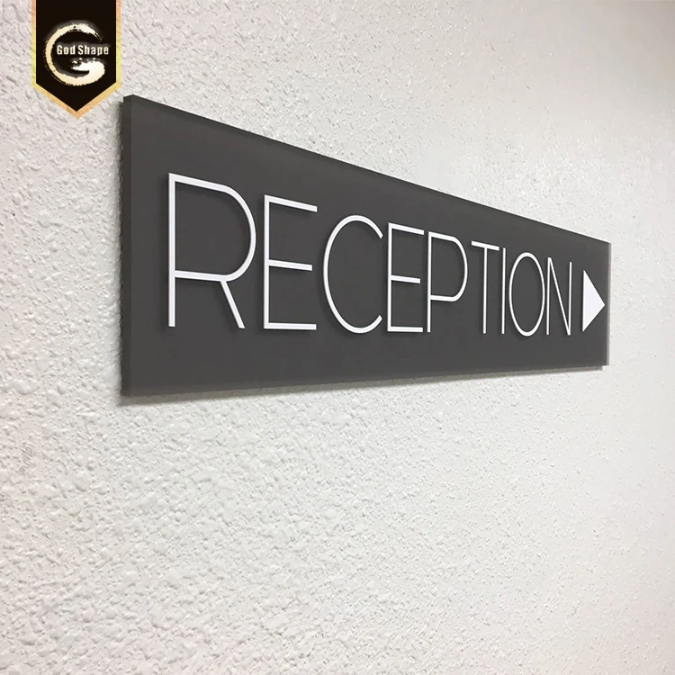 Custom hanging Frosted Tempered Glass interior non-illuminated signage  office guid system wayfinding and directional sign