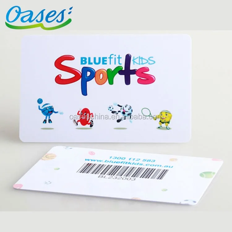 Credit card size plastic gift card with serial number