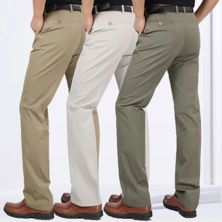 Мужские повседневные брюки цвета хаки прямые деловые брюки большого размера в наличии Бежевая Одежда для отца хлопковые брюки с высокой талией оптовая продажа дешево