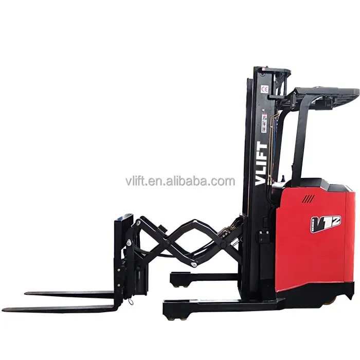 1.2 ton double scissor fork electric reach forklift truck lifting height 5m