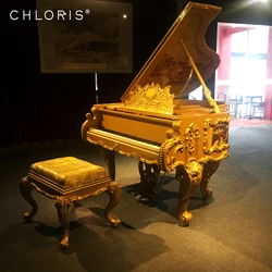 88 Keys piano 168 Luxury Home Furniture Custom Bespoke Gold Piano Grand for Sale Hg-G6