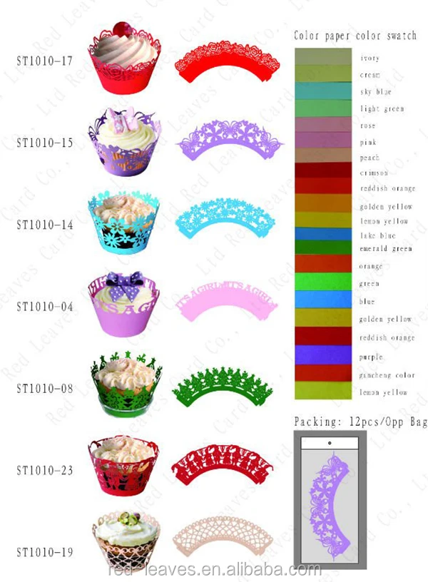 Red Leaves Pretty Star Hollow out Cupcake Wrappers and Toppers Lace Liner Baking Cake Paper Cup Wrap for Wedding Birthday Party