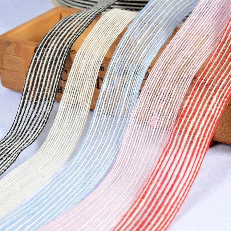 Jute ribbon wholesale / colorful custom hemp fishline ribbon
