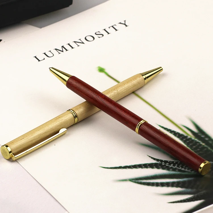 
Natural Color Eco-friendly Slim Wood Ball Pen Promotional Gift Hotel Wooden Ballpoint Pen 