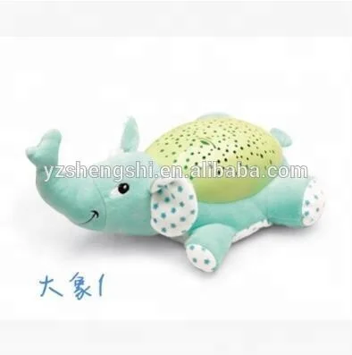 Plush Animal Elephant LED Touch Night Sleeping Light With Lullaby Music Baby Sleep Sound Machine Toy With Reflect star light