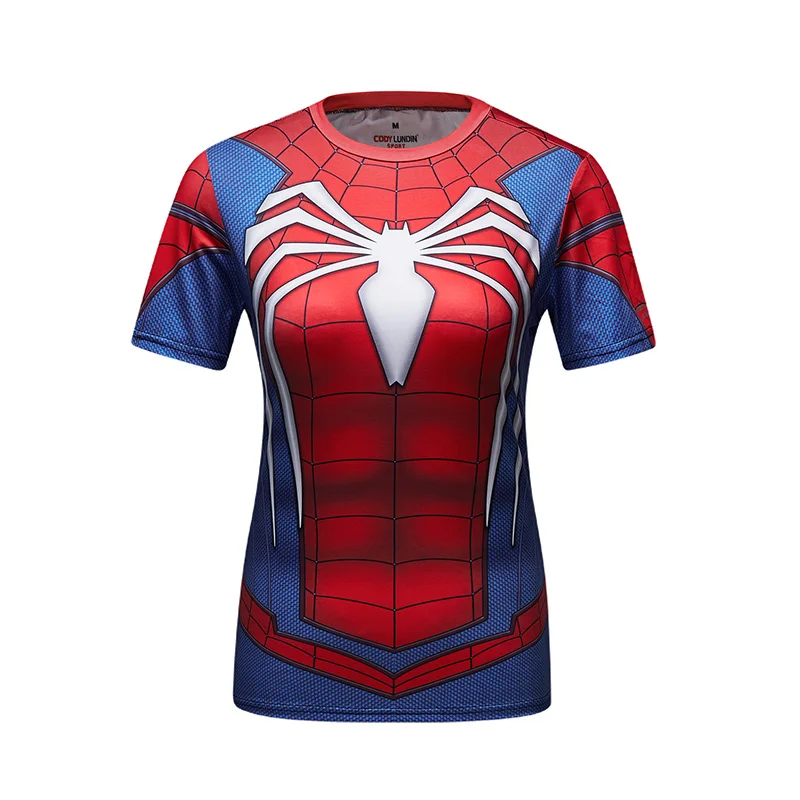 Work Out Apparel Woman Running Fitness Spiderman Dry Fit Tshirt