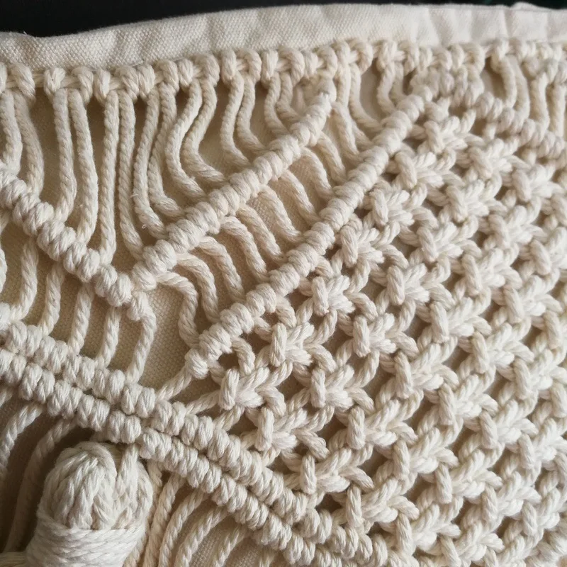 100% Cotton Macrame cushion cover Sabina handmade Macrame Throw Pillow,  Down Feather Pillow, 18 x 18