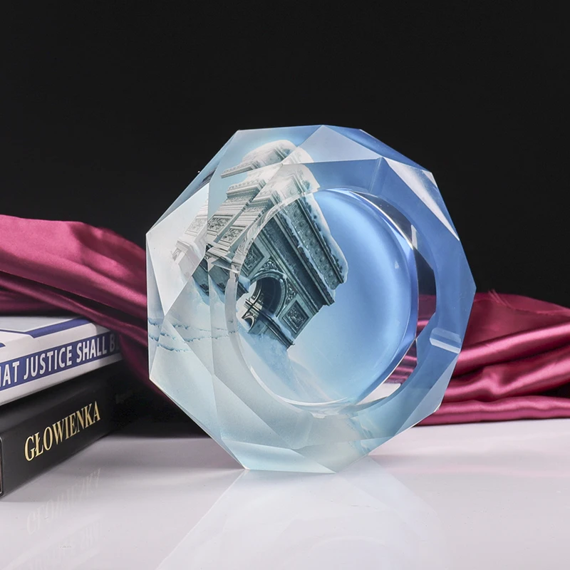 
Custom Personal Logo Painted Colorful Photo Crystal Glass Ashtray 