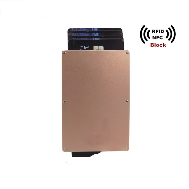 Aluminum RFID Blocking Wallet Thin Card Holder / Signal Safety Aluminum Card Protector