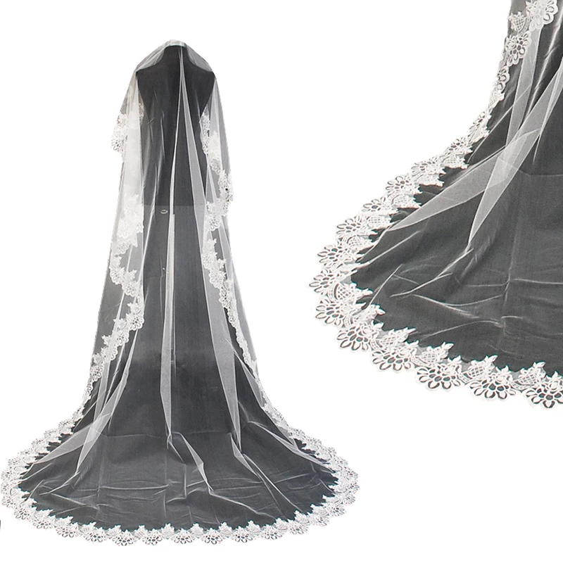 
Bridal Accessories wholesale Hot Sell luxury classics Lace appliqued wedding veils For Ladies 