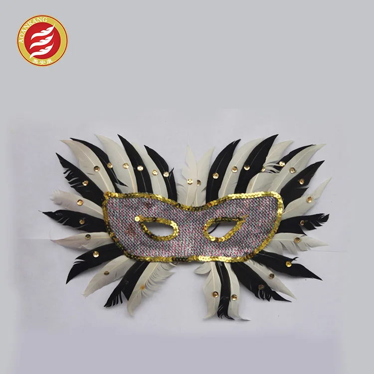 Hot-sale Leading Factory Costume Handmade Feather Crafts High Prime Quality MASK Black Feather