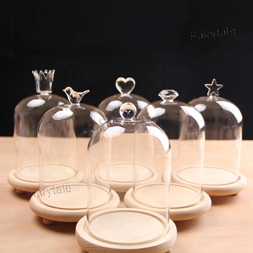 
Creative Glass Cover Everlasting Flower Dome Display Glass Cheese Dome 
