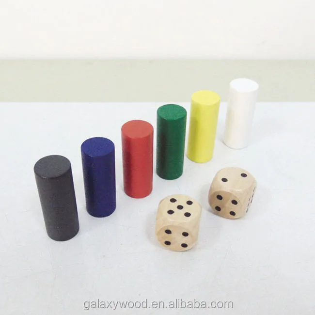 Custom  cylinder  shape wooden board game tokens  with different size and color