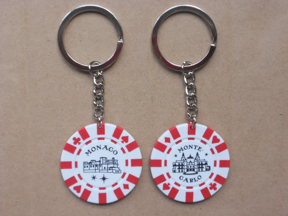 Custom made poker chip keychain keyring