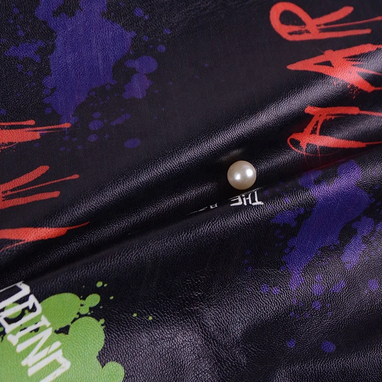 China wholesale crazy design custom printed faux leather fabric for clothing bag