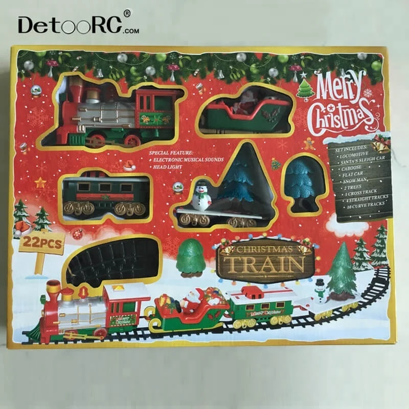 Detoo tracking train set electric toy with light with music children gift new year kids hot toys for Christmas 2018